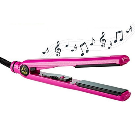 Ovente Ceramic Hair Straightener 1 Inch Ceramic Plate Hot Tool 2GB MP3 Player Speaker Up to 410 Degree Heat Control Smooth Glide Beauty Flat Iron Wave Curler Travel Slim USB Cord 110 Voltage Pink GF6