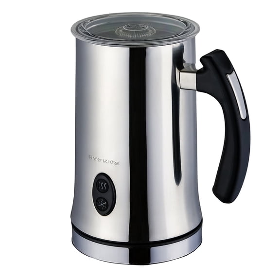Ovente Electric Double Wall Insulated Non Stick Milk Frother and Steamer Hot & Cold 5 Ounce 10 Ounce Heated Capacity Warmer Whisker for Latte Cappuccino Espresso Coffee Hot Chocolate Chrome FR4810CH