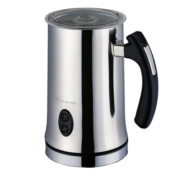 Ovente Electric Double Wall Insulated Non Stick Milk Frother and Steamer Hot & Cold 5 Ounce 10 Ounce Heated Capacity Warmer Whisker for Latte Cappuccino Espresso Coffee Hot Chocolate Chrome FR4810CH