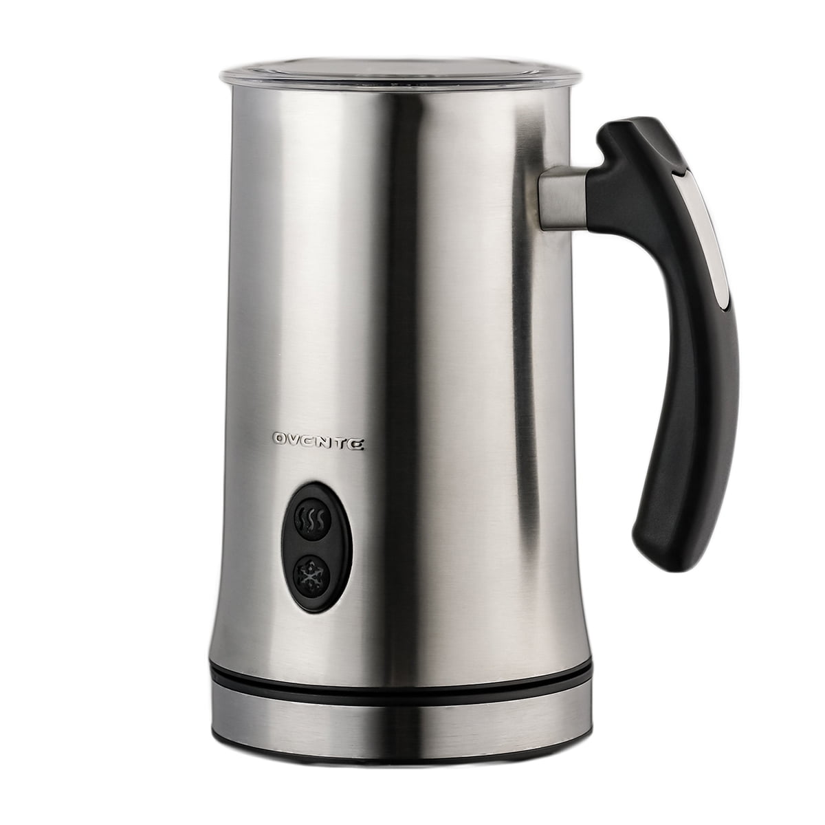 Ovente Electric Double Wall Insulated Non Stick Milk Frother and Steamer Hot & Cold 5 Ounce 10 Ounce Heated Capacity Warmer Whisker for Latte Cappuccino Espresso Coffee Hot Chocolate Silver FR4810BR