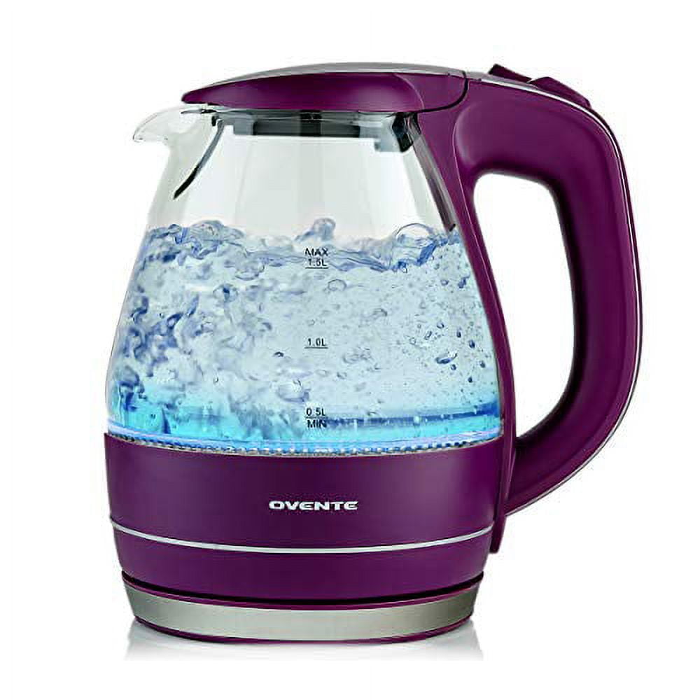 Ovente Illuminated 6.5-Cup Purple Electric Kettle with Filter, Fast Heating and Auto-Shut Off