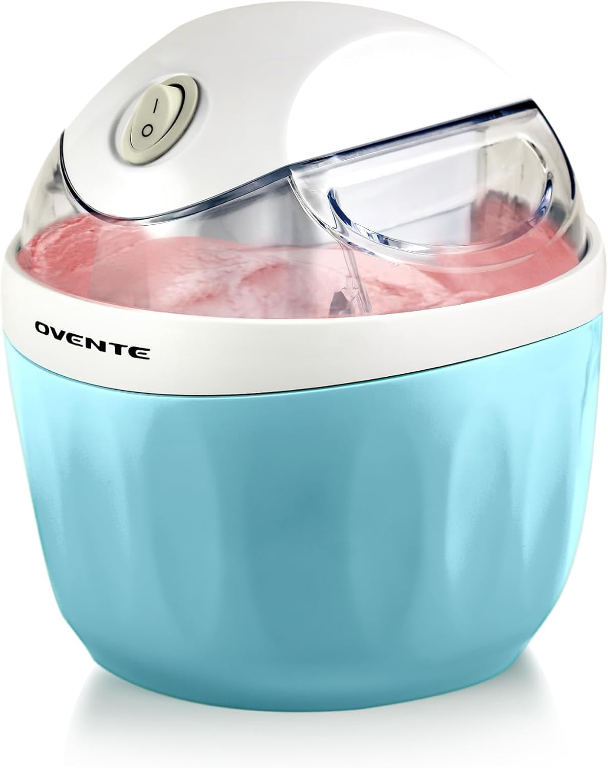 OVENTE Electric Ice Cream Maker, 1QT Freezer Bowl, 15W, Blue ICM110BL I For Healthy & Homemade Frozen Yogurt, Sorbet and Gelato, Mini Kitchen Appliance Ideal for Summer Desserts for Kids