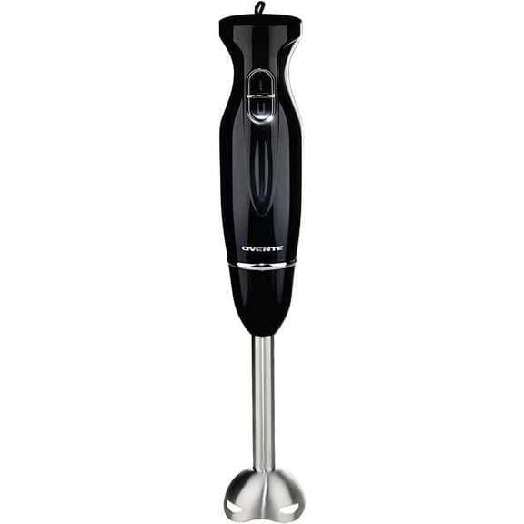 OVENTE Immersion Hand Blender, 300W Electric Handheld Stick Mixer with 2 Mixing Speeds and Stainless Steel Blades for Smoothies, Purees & Baby Food, Black HS560B