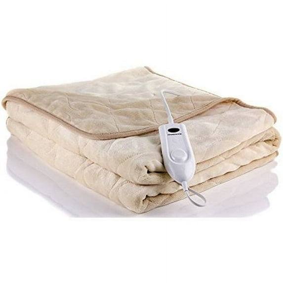 Ovente Heated Blanket Electric Throw Soft Flannel Fleece 50 x 60 Inch Full Body Size with 3 Heating Control & Over Heat Protection Auto Shut Off, Machine Washable for Home or Office, Beige BL0145BG