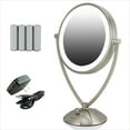 thumbnail image 1 of Ovente LED Lighted Tabletop Makeup Mirror 9.5 Inch 1X 10X Magnifier Dimmable 360 Adjustable Double Sided Acrylic Edge Battery USB Operated Bedroom Vanity Lamp Professional Nickel Brushed MLT45BR1X10X, 1 of 10