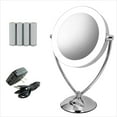 thumbnail image 1 of Ovente LED Lighted Tabletop Makeup Mirror 9.5 inch 1X 10X Magnifier Dimmable 360 Adjustable Double Sided Acrylic Edge Battery USB Operated Bedroom Vanity Lamp Professional Polished Chrome MLT45CH1X10X, 1 of 9