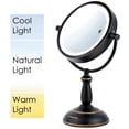 thumbnail image 1 of OVENTE Lighted Vanity Mirror Tabletop, 8.5'' 1X 7X Magnifier, Adjustable Double Sided, 3 Tone Smart Touch Round LED, 15 Min Shut Off Timer, Battery & AC Plug Powered, Oil Rubbed Bronze MPT85BZ1X7X, 1 of 5