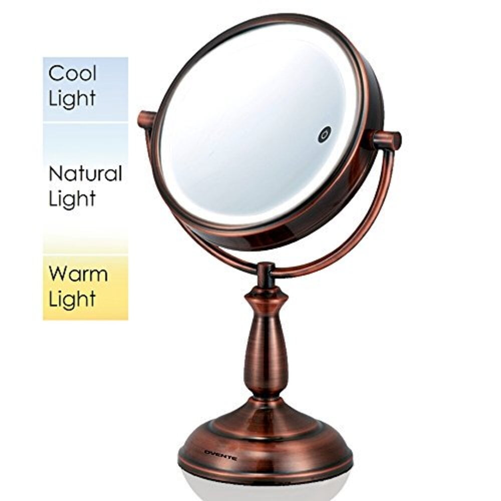 Ovente Lighted Vanity Mirror Tabletop, Adjustable Double Sided, Antique