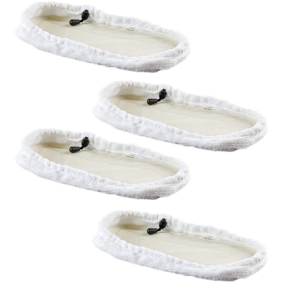 OVENTE Replacement Microfiber Pad for Electric Steam Mop ST205 Series (Pack of 4), Reusable and Washable Cleaning Pads Perfect for Different Floor Surfaces, White ACPST2054
