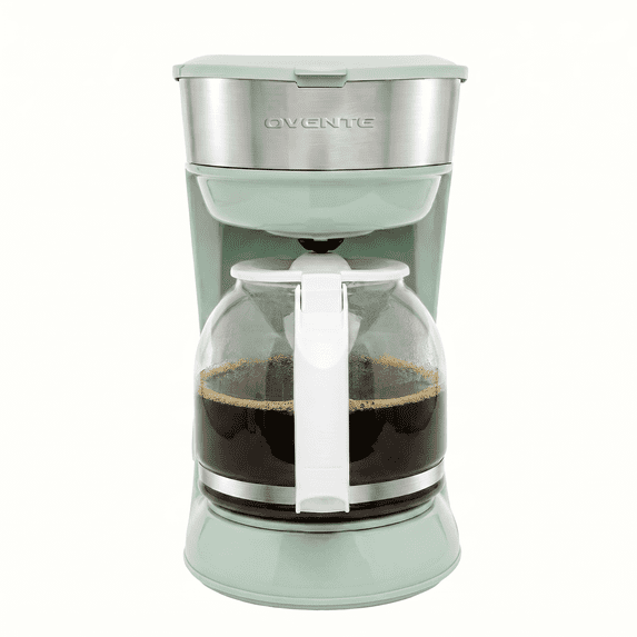 OVENTE 12-Cup Drip Coffee Maker with Easy On/Off Switch, Teal CM412LBL | Anti-Drip System, Heat-Resistant Borosilicate Glass Carafe, Reusable Filter, Water Level Indicator, Ideal for Home or Office