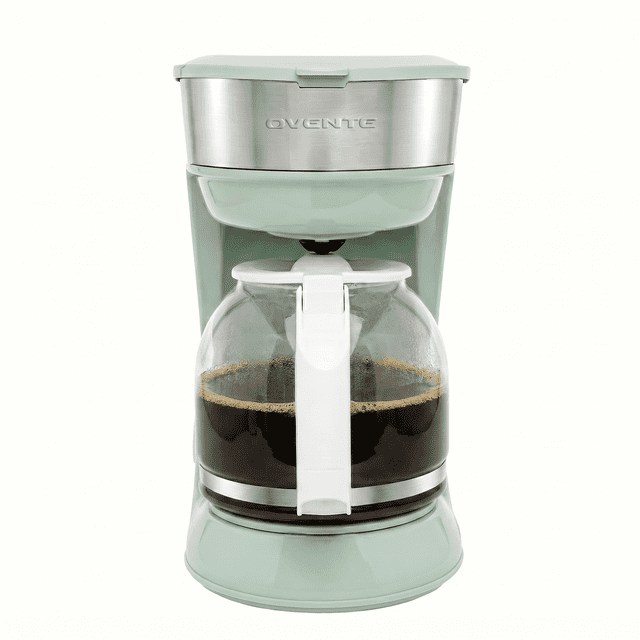 OVENTE 12-Cup Drip Coffee Maker with Easy On/Off Switch, Teal CM412LBL | Anti-Drip System, Heat-Resistant Borosilicate Glass Carafe, Reusable Filter, Water Level Indicator, Ideal for Home or Office