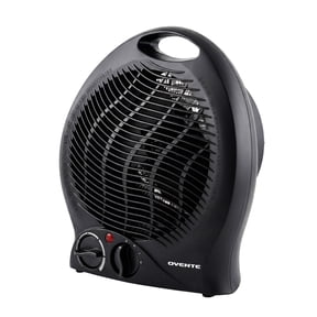 OVENTE Portable Electric Heater with Thermostat Control, Black, HE24B | Tip-Over Switch, Indicator Light & Safety Switch, Space-Saving Heat, Perfect for Indoor, Home, Bedroom, Dorm, Office