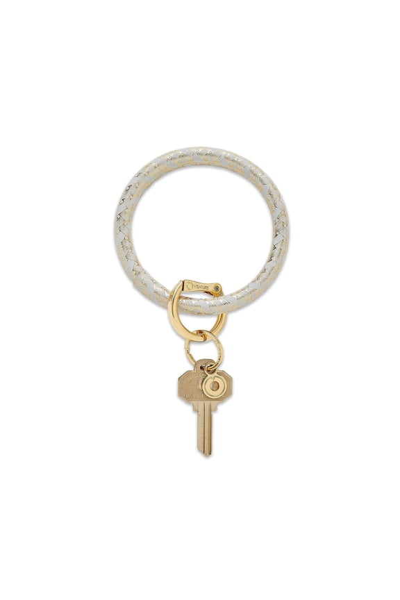 , Leather Big O Key Ring, The Original Bracelet Keychain (Gold Rush Basketweave)