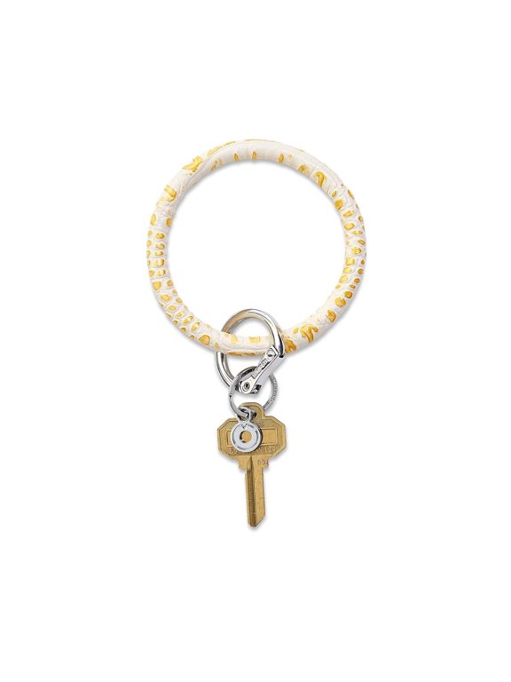 , Leather Big O Key Ring, The Original Bracelet Keychain (Gold Rush Croc)