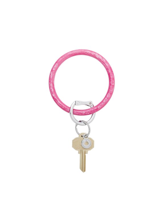 , Resin Big O Key Ring, The Original Bracelet Keychain - Pink Topaz