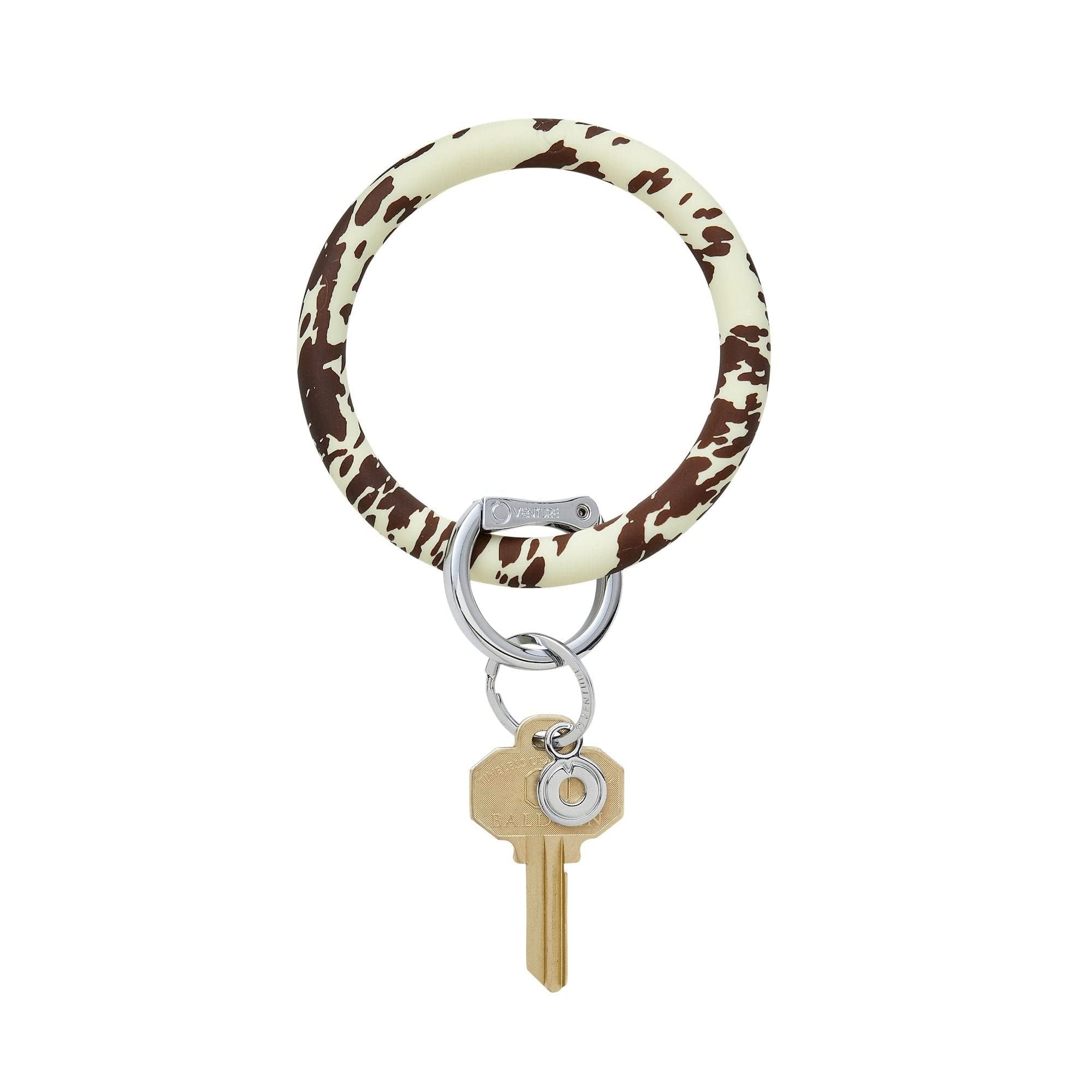 Oventure, The Original Bracelet Keychain, Silicone Big O Key Ring - Print Collection (Cow)