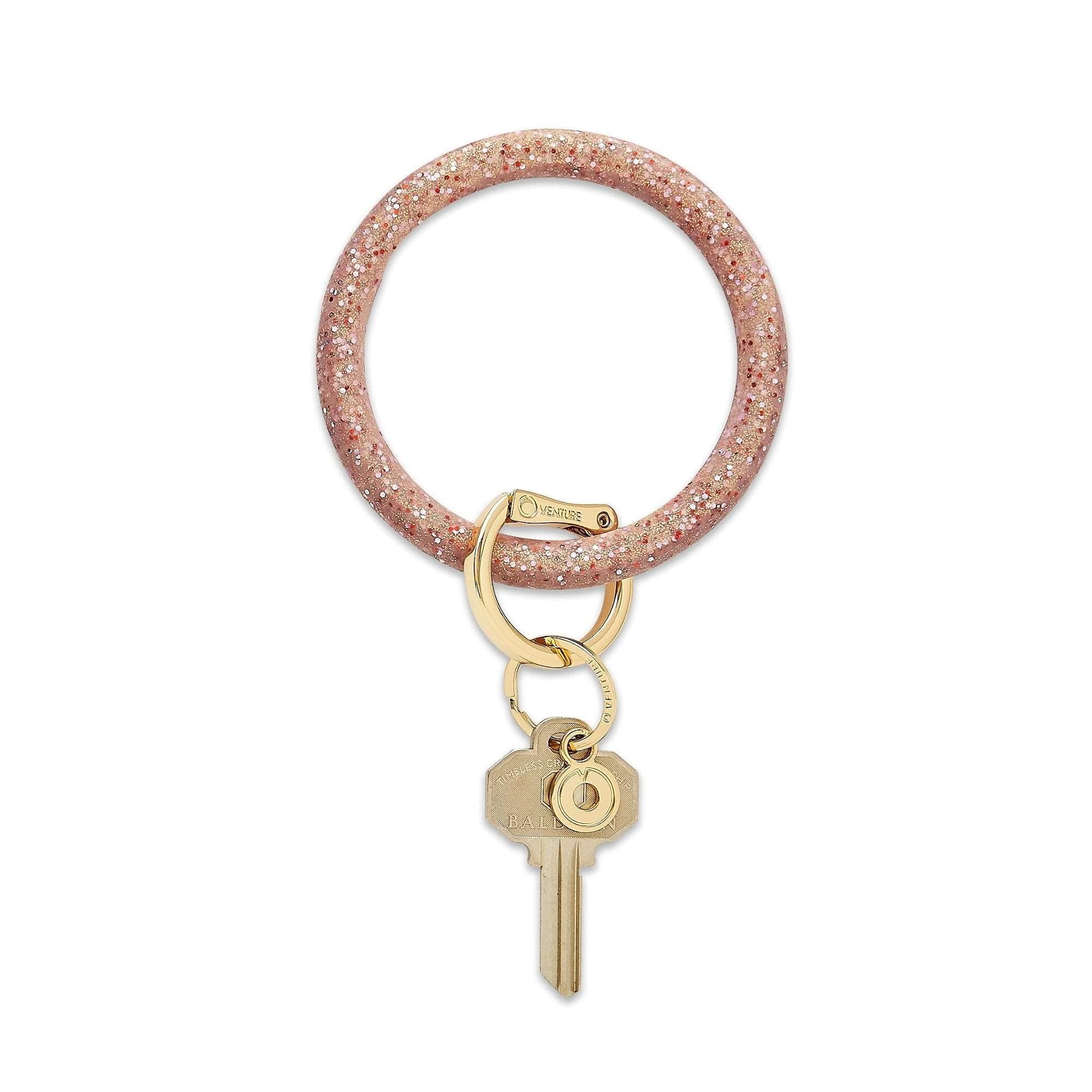 Oventure, The Original Bracelet Keychain, Silicone Big O Key Ring - Red Hot Confetti