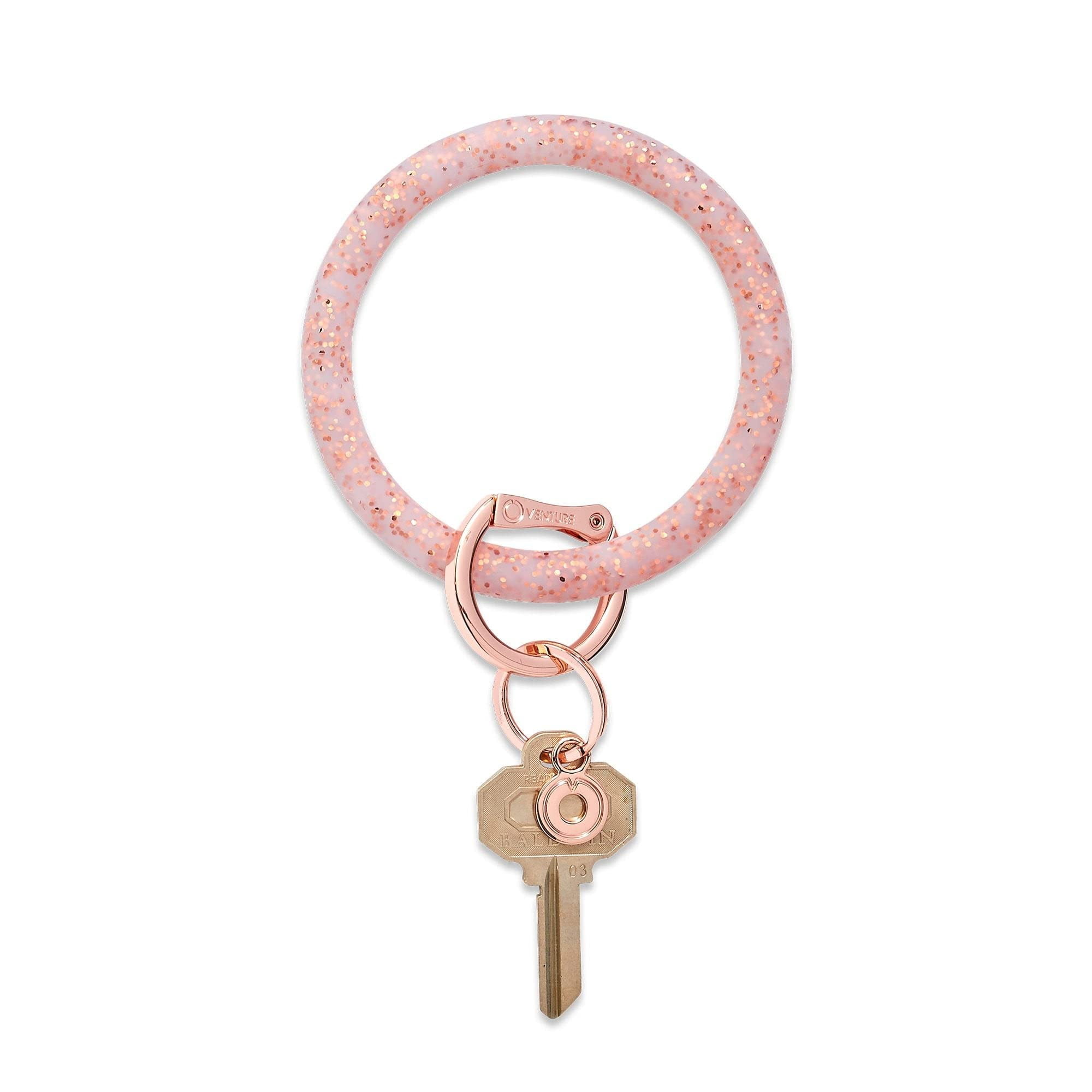 Oventure, The Original Bracelet Keychain, Silicone Big O Key Ring - Rose Gold Confetti