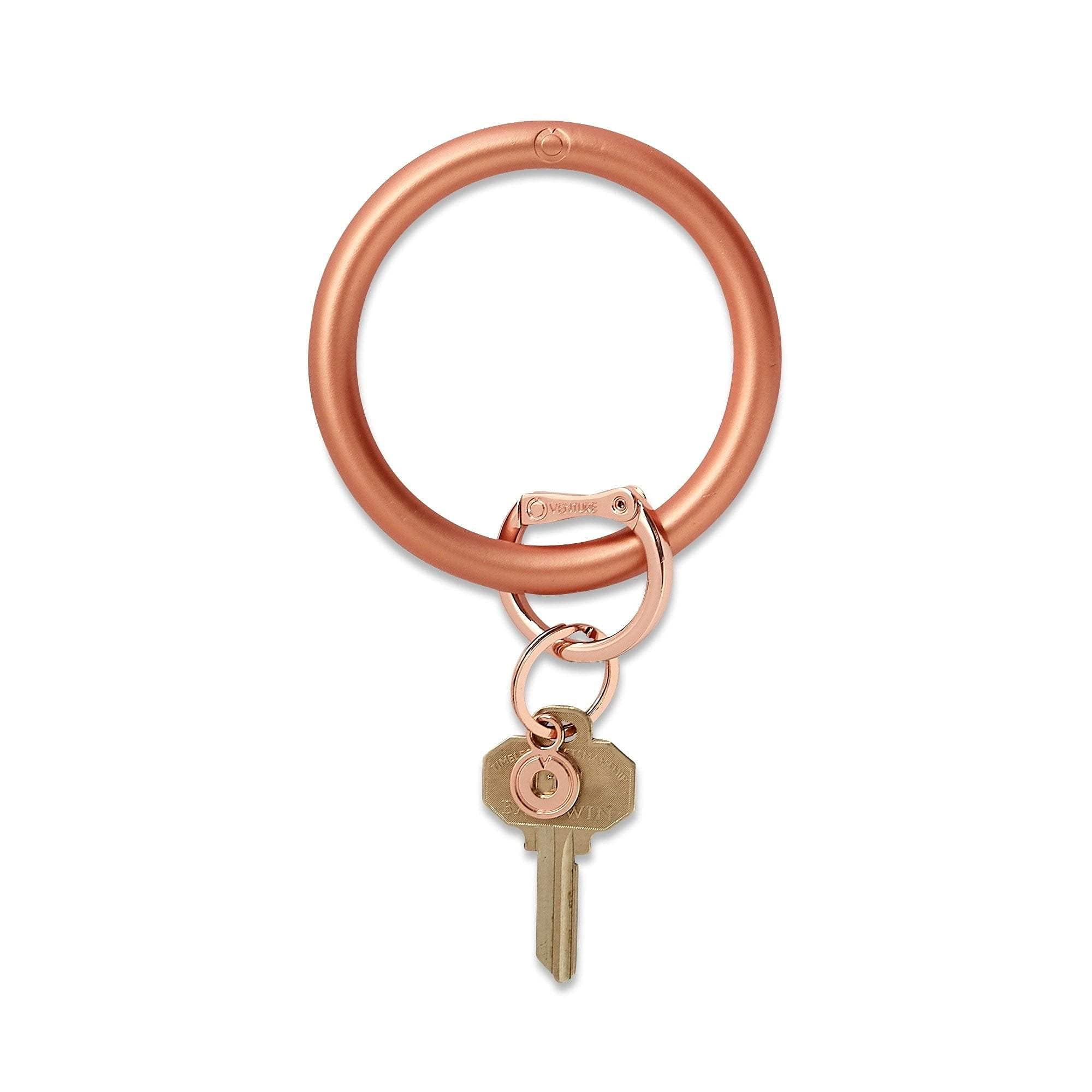 Oventure, The Original Bracelet Keychain, Silicone Big O Key Ring - Solid Rose Gold