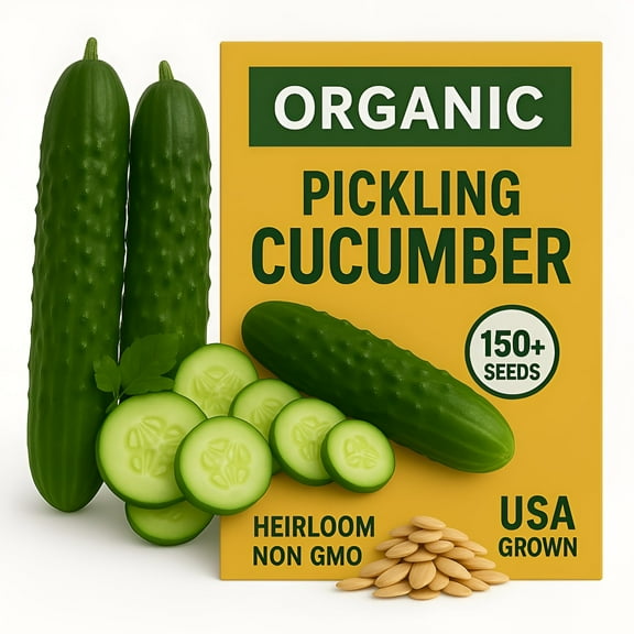 Over 150 Pickling Cucumber Seeds - MVR1Organic Heirloom, Non-GMO, High Germination Rate - Perfect for Planting in Home Gardens & Fresh Pickles