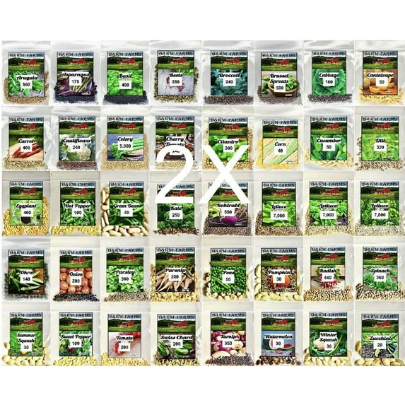 Over 34,000 Seeds!! Set of 40 Vegetable, Herb & Melon Seeds Perfect for Planting Your Deluxe Home or Survival Garden Indoors/Outdoors. Heirloom-100% Non-GMO, Non-Hybrid!