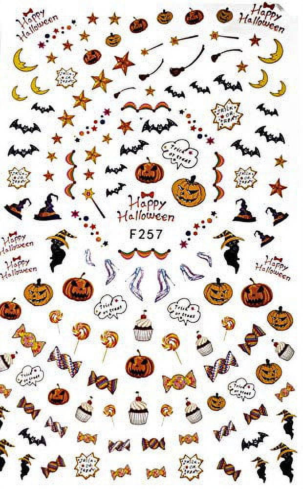 Over 50 Halloween Nail Stickers Pumpkin Cats Cupcakes Candies