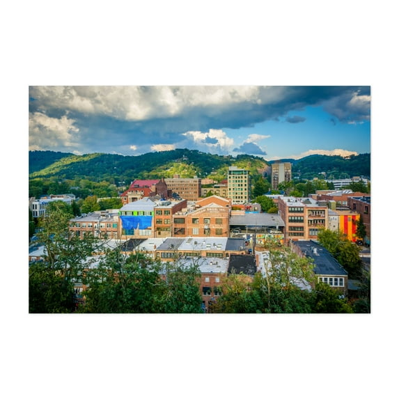 Over Asheville - Asheville North Carolina Photography City Architecture Skyline Mountain Scenic Unframed Wall Art Print 4 x 6 inches