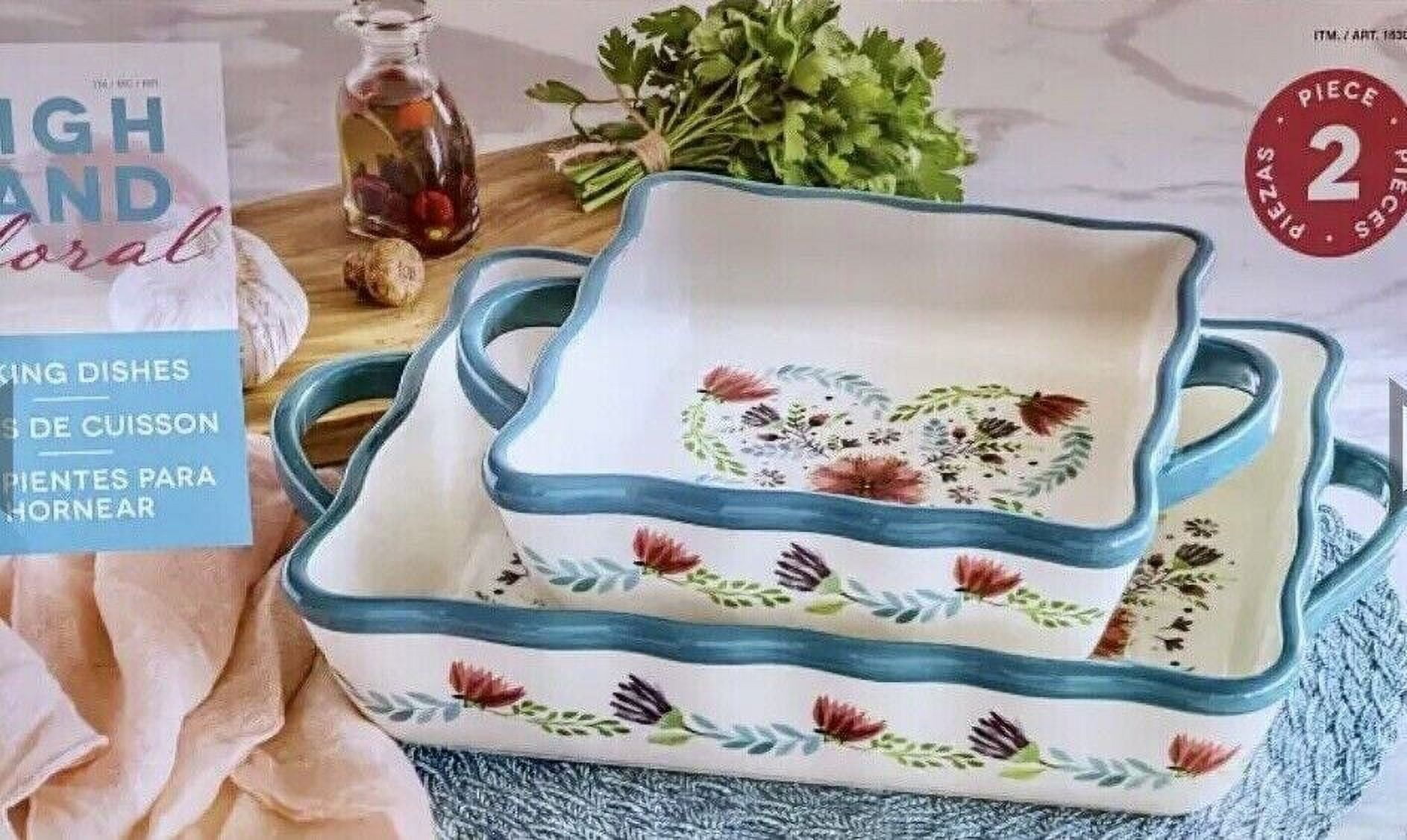 Over & Back Highland Floral Microwave Safe Serving Dishes, Oven-to