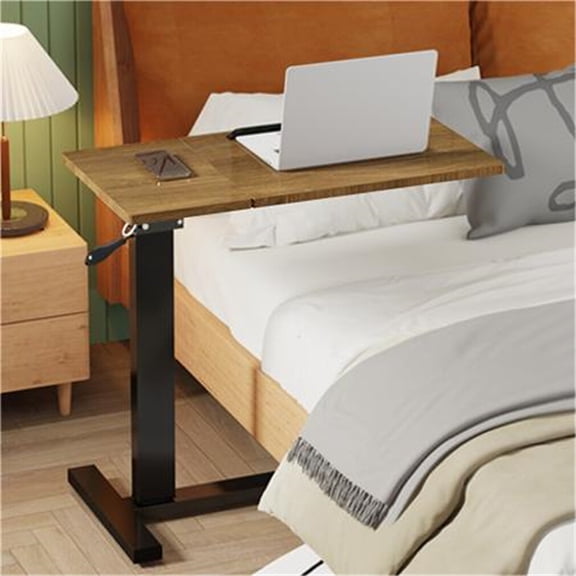 Over Bed Table Height Adjustable Sofa Side Laptop Table Tilting Desktop w/Wheels