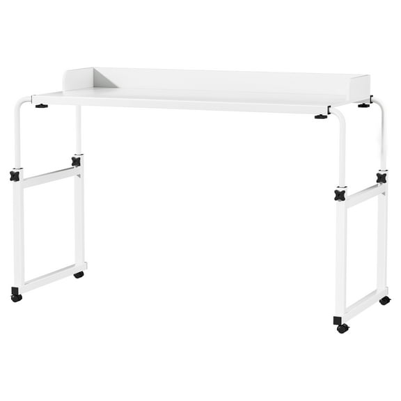 Over Bed Table,Overbed Table with 360 Degree Wheels,Mobile Bed Desk with Baffle,Standing Workstation Table,Dining Table Computer Desk