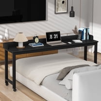 Over-Bed Table with 360-Degree Wheels, Standing Workstation Laptop Table, Heavy Duty Metal Leg, Adjustable Height and Length.