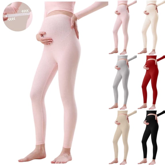 Over Belly Pregnancy Pants for Work Pregnant Women's Solid Color Adjustable Waistband Bottom Pants for Warmth And Underwear Pink L