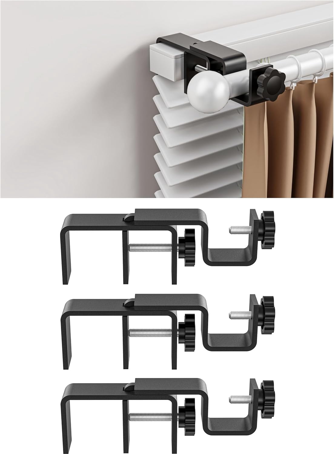 Over-Blinds Curtain Rod Brackets for Outside-Mounted Blinds, Blinds 1.3 ...