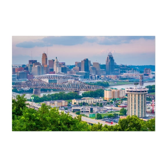 Over Cincinnati 02 - Cincinnati Ohio Photography Unframed Wall Art Print 24 x 36 inches