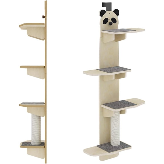 Over Door Cat Shelf with 4 Levels, Climbing Perch with Scratching Post and Soft Mat