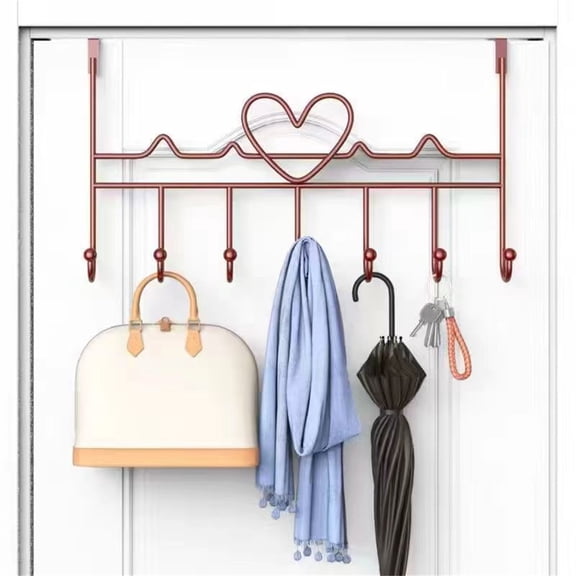 Over Door Coat Rack with 7 Hooks,Bexikou Over the Door Hook,Over Door Towel Rack,Door Hanger Hook of Bathroom, Clothes,Belt, Hat,Door Hooks of Bathroom,Brown