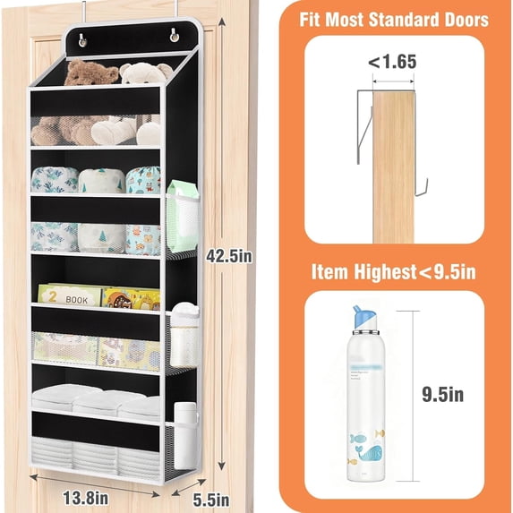 Over Door Hanging Storage Organizer with 4 Shelves, 40 LB Capacity ...