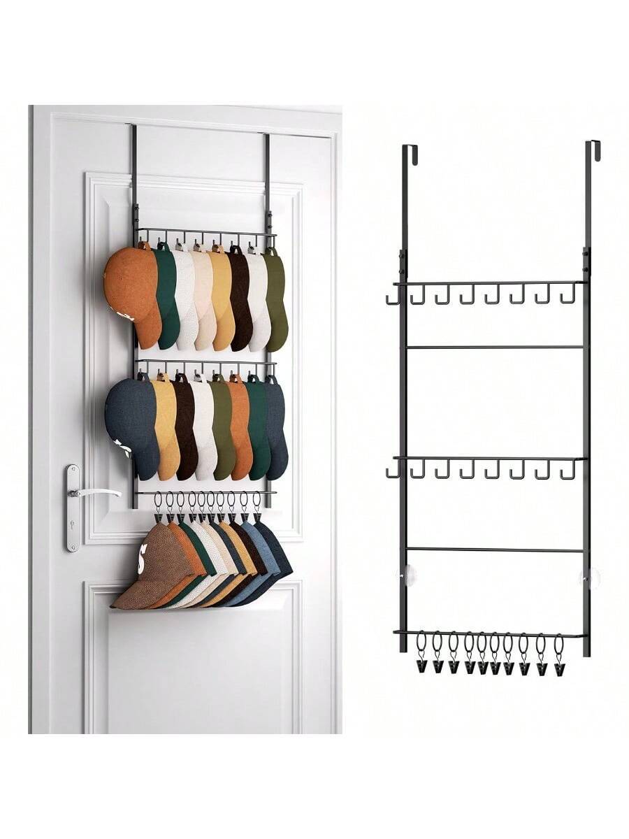 Over Door Hat Rack 3 Tier Wall Mounted Hat Organizer With 16 Hooks And ...