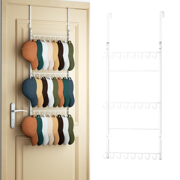 Over Door Hat Rack - 3 Tier Wall Mounted Hat Organizer