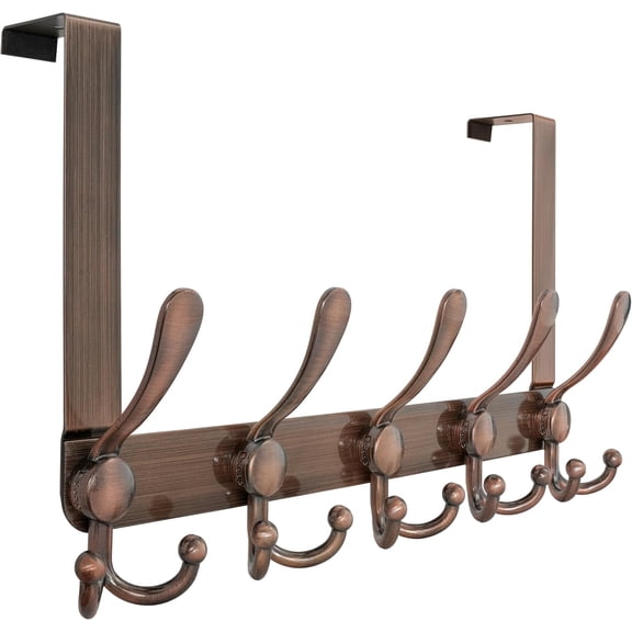 Over Door Hook 2.0 - Upgraded Version Simple-Assembly Strong Heavy-Duty Stainless Steel 5-Tri-Hook The Hanger Rack SimpleStrong Series Antique Copper