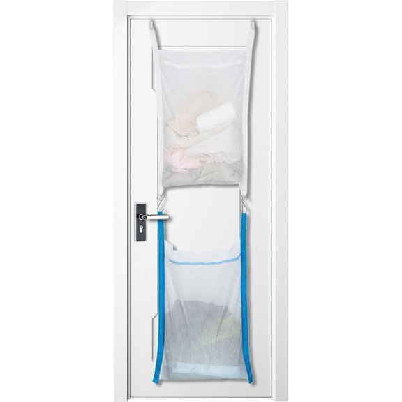 Over Door Large Mesh Laundry Hamper Bag, 2 Pcs Washable Laundry Basket for Bedroom/Dorm/Bathroom