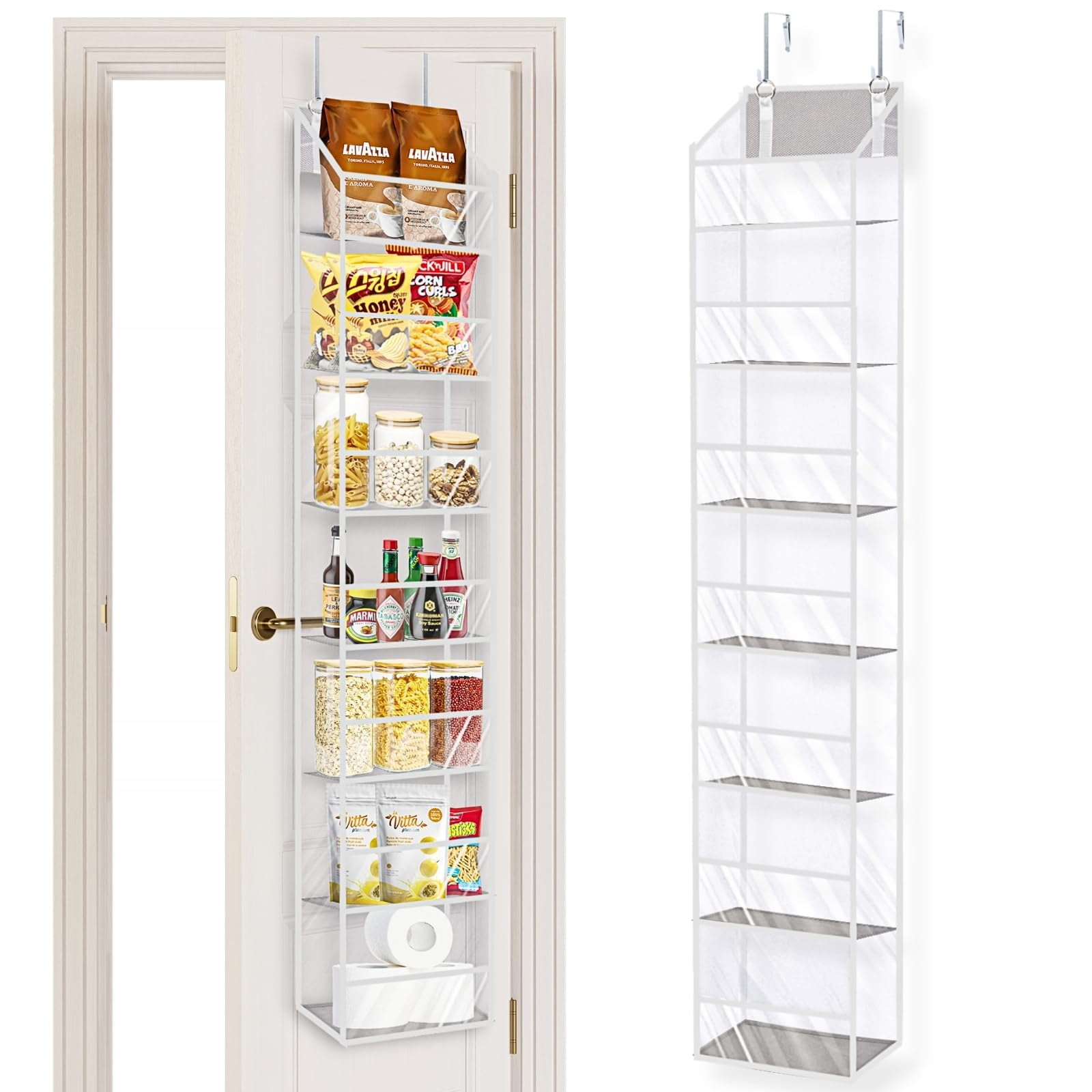 Over the Door Organizer 7 Tiers, No Tilt Closet Organizers and Storage