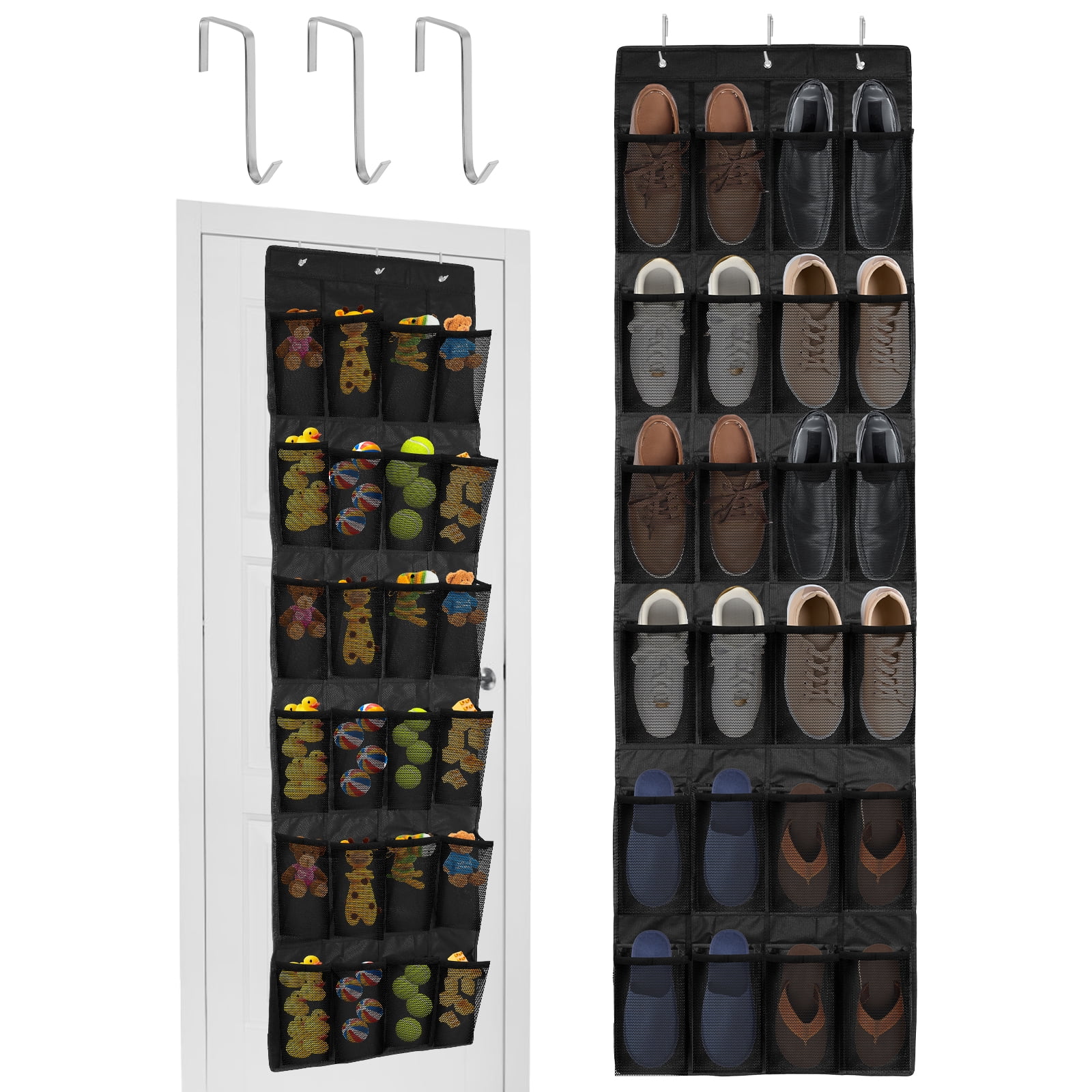 Over the Door Shoe Organizer with 24 Mesh Pockets Durable Hanging Shoe