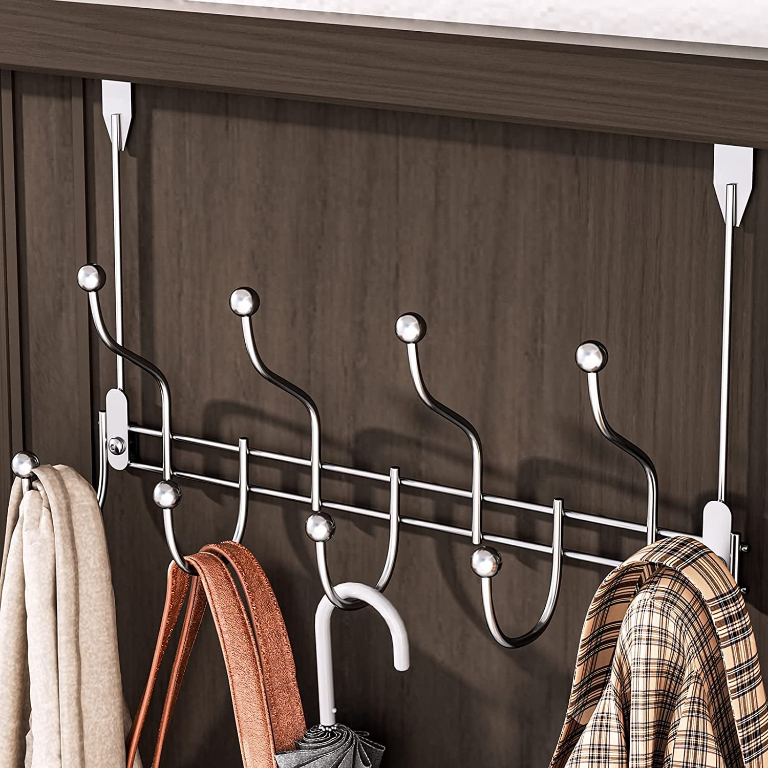 Over Door Towel Rack Hook Hanger with 9 Hooks, Heavy-Duty Hook