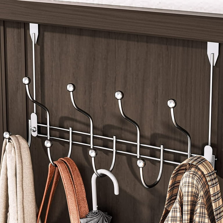 Over Door Towel Rack Hook Hanger with 9 Hooks, Heavy-Duty Hook Coat Rack  with High Bearing Capacity for Hanging Clothes, Coat, Bag, Robe, Heavy