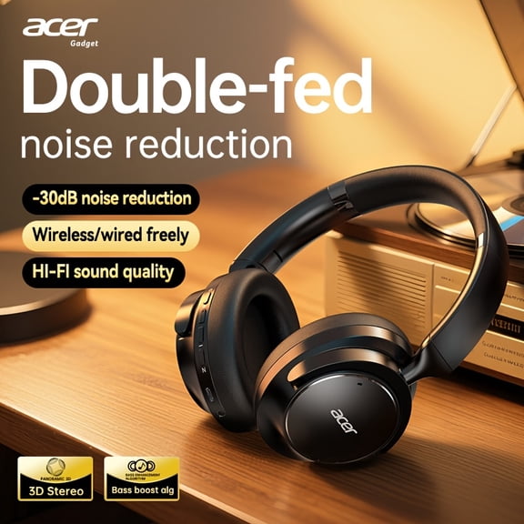 Over-Ear Bluetooth Headphones with ANC Active Noise Cancellation, Hi-Fi Stereo Lossless Audio, Extra-Long Standby, Comfortable Foldable Design with Mic