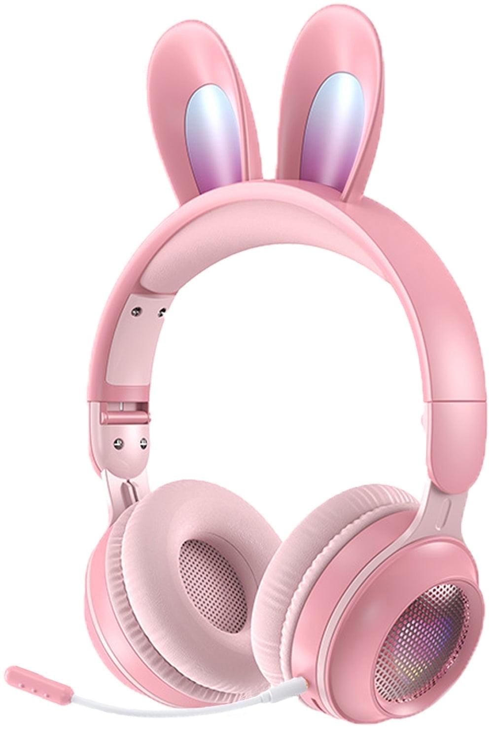 Yorbay Over-Ear Bluetooth Headphones with Bunny Ears, Wireless Headphones for Kids Girls, Noise-Canceling Mic, Surround Stereo Sound, Pink