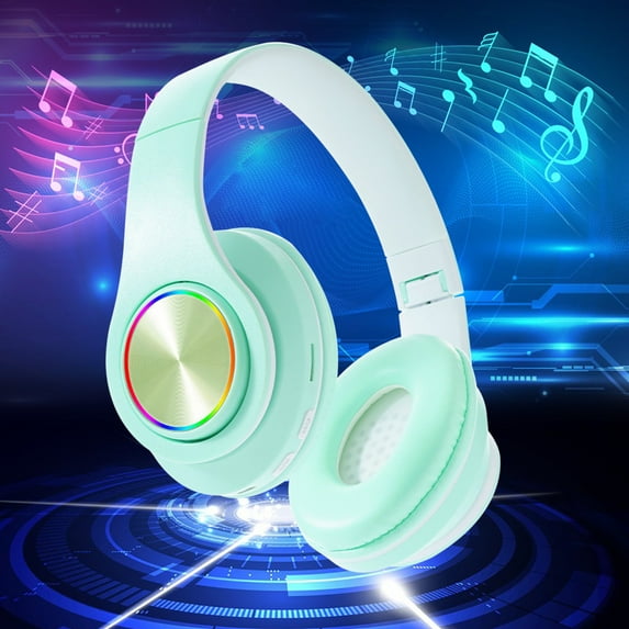 Over Ear Headphones Macaron Colored Luminous Color Breathing Light Head Mounted Bluetooth Earphones
