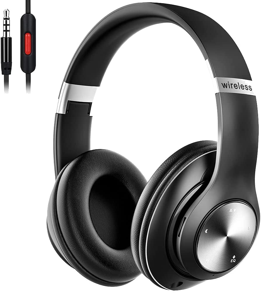 Over Ear Noise Cancelling Headphones, Wireless Bluetooth Foldable Headphones, 60 Hrs Playtime