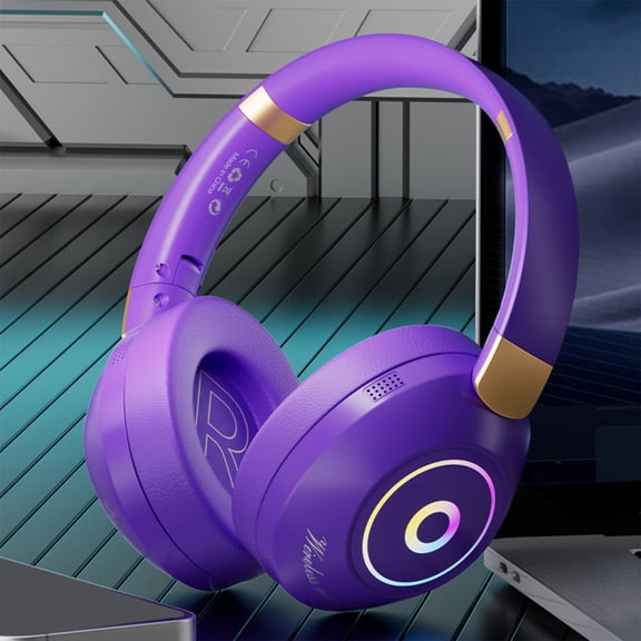 Over-Ear Wired Headphones with Microphone with 1.45m-Tangle-Free Nylon Line&3.5mm Plug,Lightweight Foldable & Portable Headphones for Smartphone,Tablet,Computer,Mp3/4(Purple)